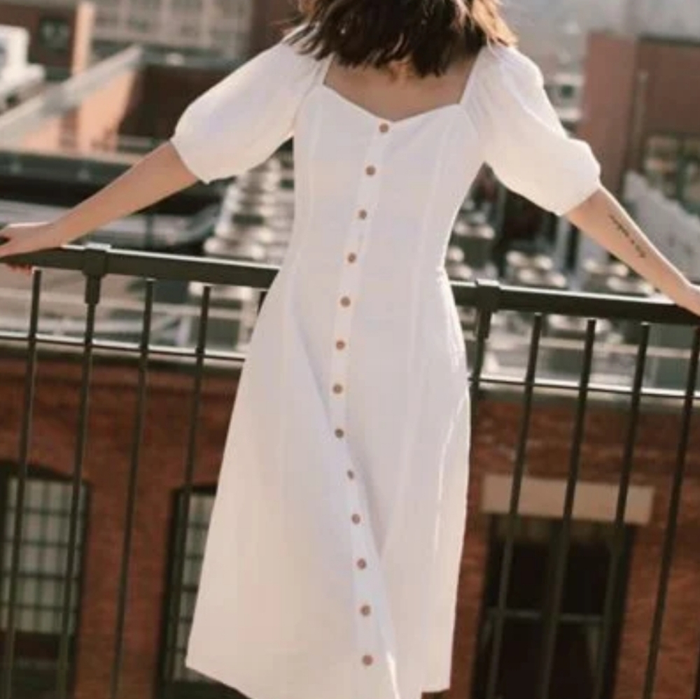 Urban Outfitters Maria Puff Sleeve white dress